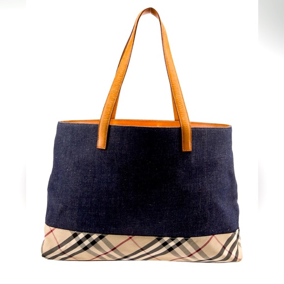 BURBERRY LONDON DENIM AND NOVA CHECK TOTE - Picture 3 of 8